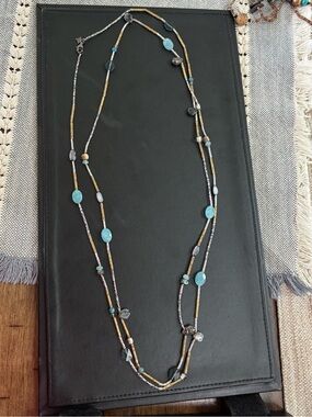 Silpada Turquoise and Gold Multi-Strand Bead Necklace